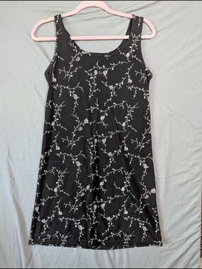 Sleeveless Black Floral A-Line Dress